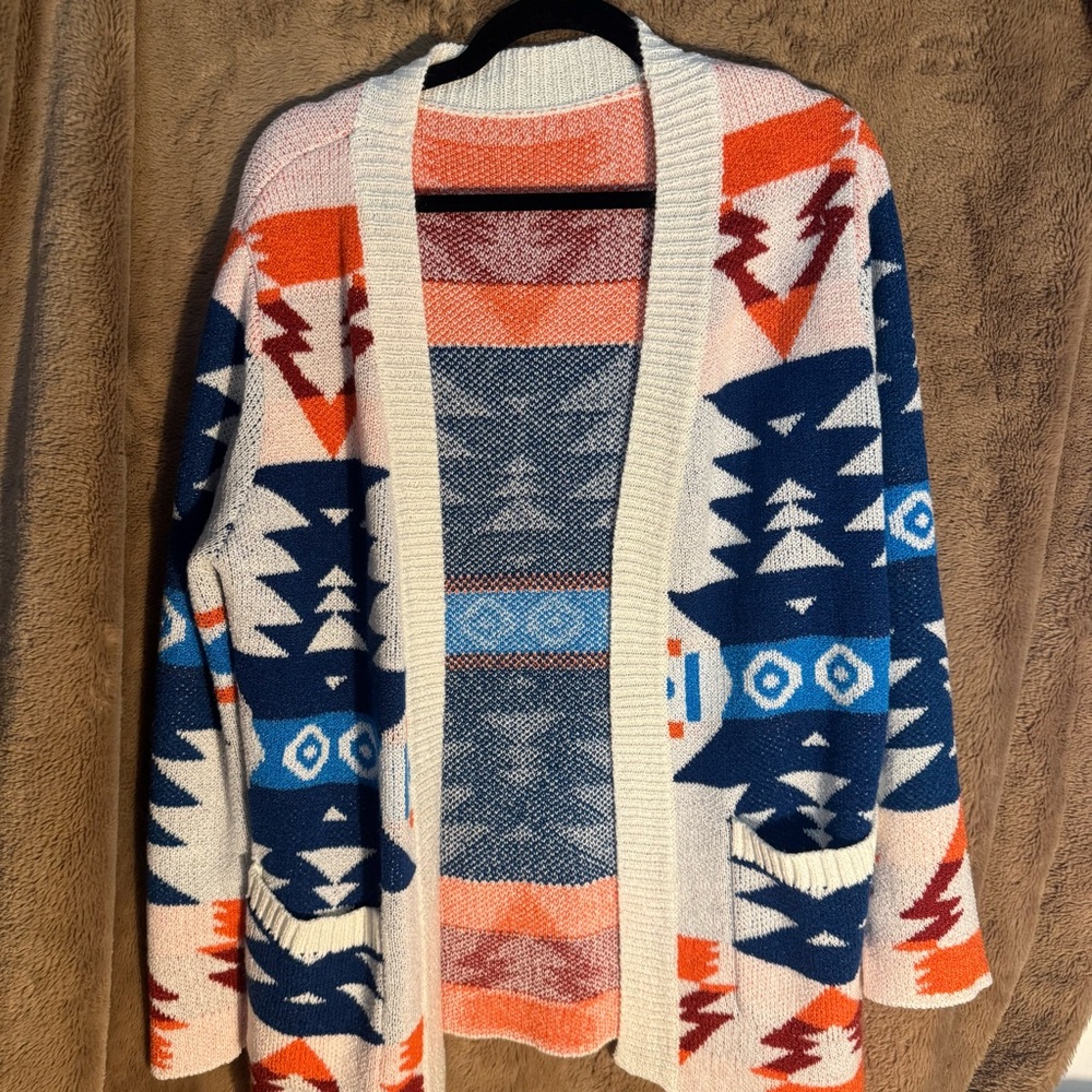 Tribal Patterned Cardigan Sweater